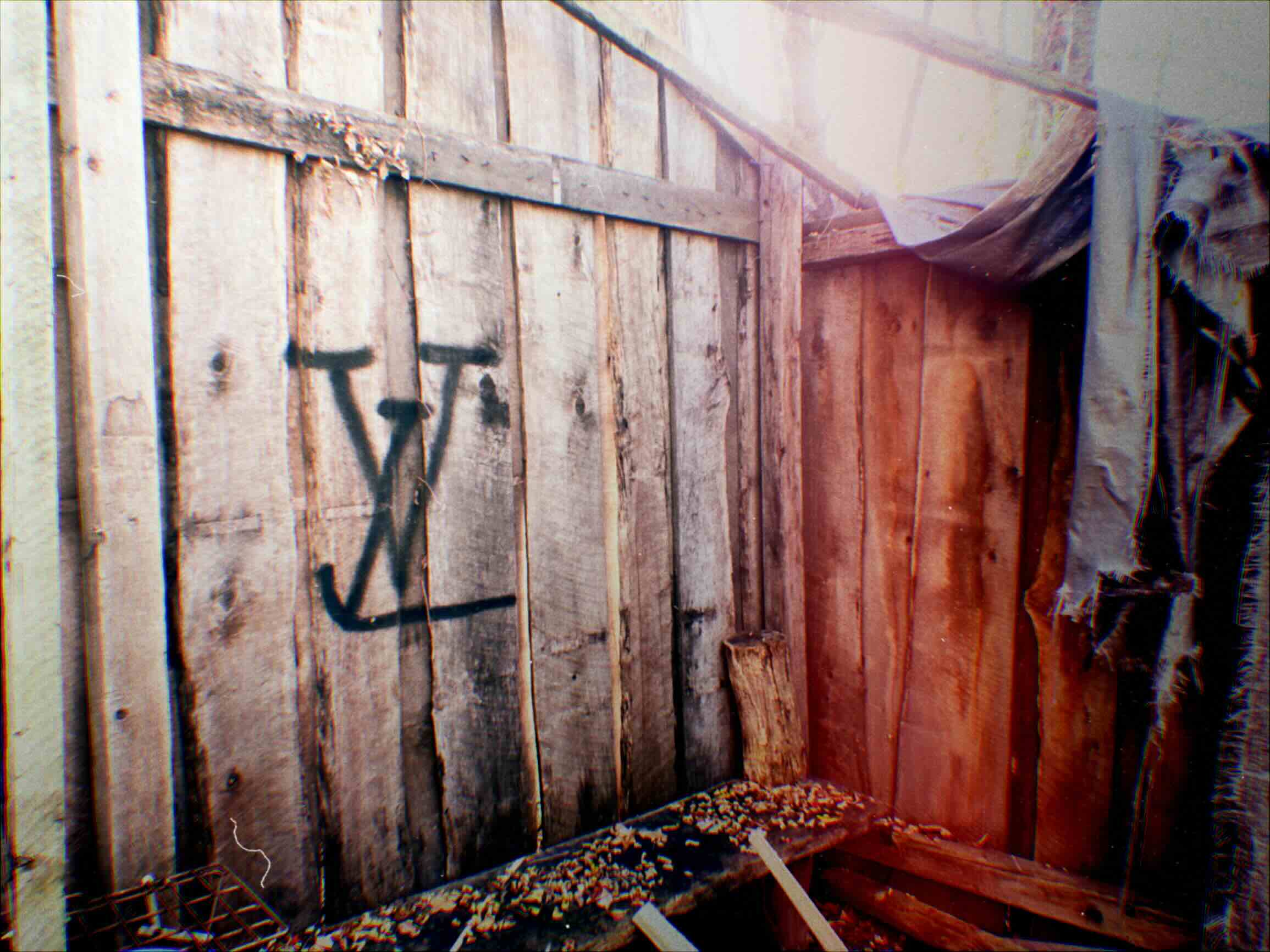 Suicide shed interior with LV marking
